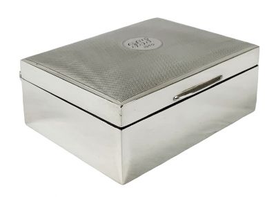 English Art Deco Sterling Silver Box Dated 1931