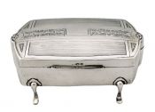 English Art Deco Sterling Silver Dresser Box Dated 1947