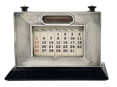 English Art Deco Sterling Silver Perpetual Calendar Dated 1929