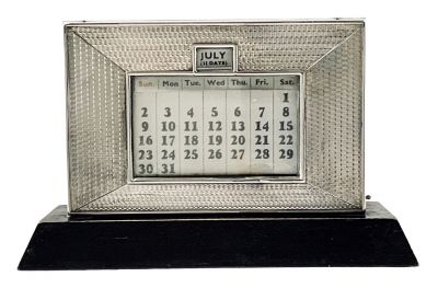 English Art Deco Sterling Silver Perpetual Calendar Dated 1935