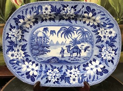 English Blue And White Earthenware Platter