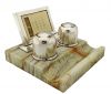 English Sterling Silver Double Inkwell Stand & Perpetual Calendar Dated 1916