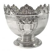 English Sterling Silver Monteith Pedestal Bowl Dated 1883