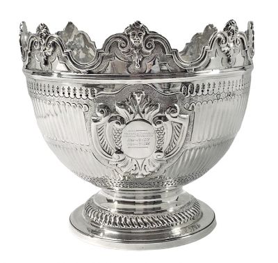 English Sterling Silver Monteith Pedestal Bowl Dated 1883