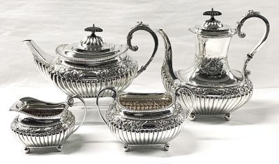 English Sterling Silver Tea Set Dated 1898/99