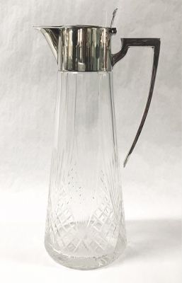 English Sterling Silver & Crystal Claret Jug Dated 1921