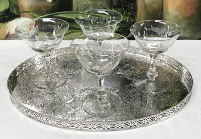 Etched Crystal Cocktail Glasses