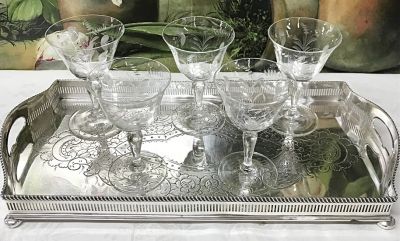 Etched Crystal Cocktail Glasses