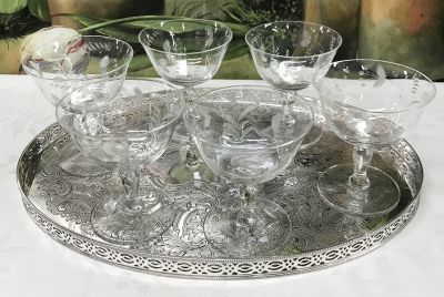 Etched Crystal Sherbert Glasses