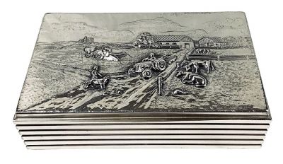 Farmyard Scene Silver Plate Box