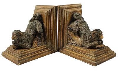 Figural Monkey Bookends 