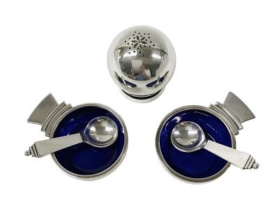Georg Jensen Sterling Silver Pyramid Condiment Set