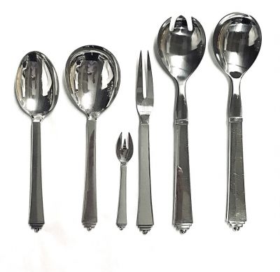 Georg Jensen Sterling Silver “Pyramid” Pattern Serving Pieces
