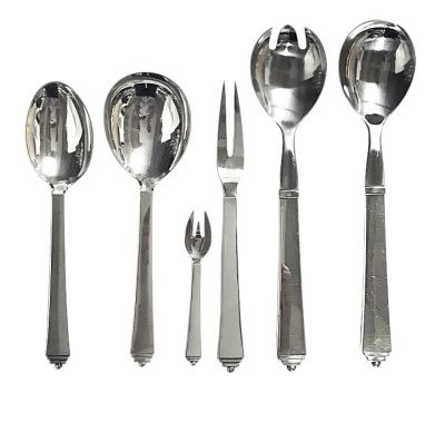 Georg Jensen Sterling Silver “Pyramid” Pattern Serving Pieces