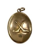 Gold Filled Locket, With Crossed Hockey Sticks