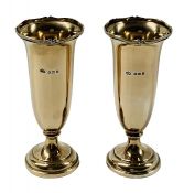 Gold Washed Sterling Silver Trumpet Vases Dated 1912