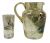 Hand Painted Glass Hunt Scene Water Pitcher & Tumblers 