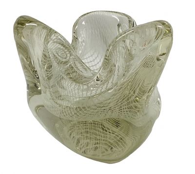 Harrtil Lattice Pattern Glass Bowl, Harrachov Glassworks