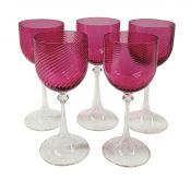 Hollow Stem Cranberry Wine Glasses