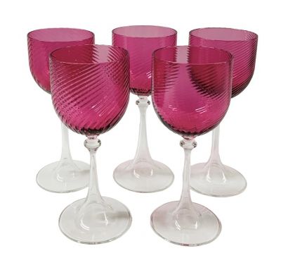 Hollow Stem Cranberry Wine Glasses