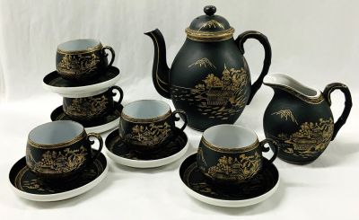 Japanese Porcelain Lithopane Geisha Tea Set