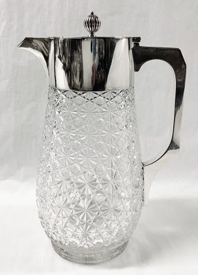 Koch & Bergfeld 800 Fine Silver & Crystal Pitcher