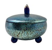 Loetz Cobalt Papillon Art Glass Box