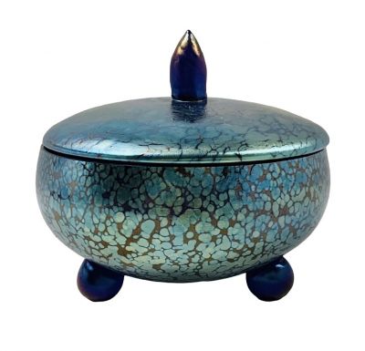 Loetz Cobalt Papillon Art Glass Box
