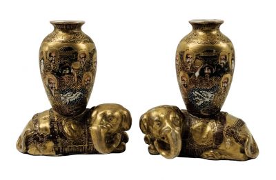 Meiji Period Satsuma Figural Vases