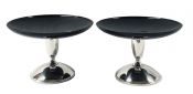 Mid-Century Modern Sterling Silver & Bakelite Pedestal Dishes