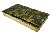 Mid Century Modern Mexican Mixed Metal Box With Swan Motif