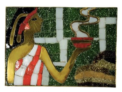 Mid Century Modern Salvador Teran Glass & Brass Mosaic Box