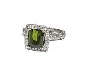 Modern Chrome Tourmaline and Diamond Ring