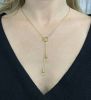 Modern .42ct Prasiolite and Diamond Lariat Necklace in 18kt Yellow Gold