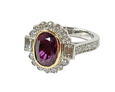 Modern Ruby and Diamond Ring