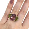 Modern 9.79ct Pink Tourmaline Peridot and Yellow Diamond Ring in 18kt Yellow Gold