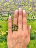 Modern Green Tourmaline Peridot and Diamond Ring in 18kt Yellow Gold