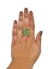 Modern Green Tourmaline Peridot and Diamond Ring in 18kt Yellow Gold