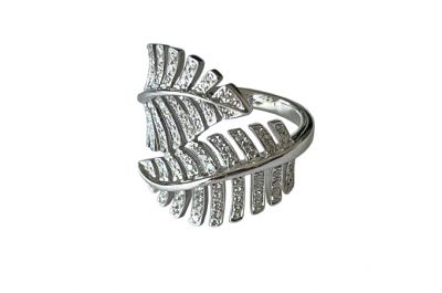 Modern Diamond Double Leaf Ring 