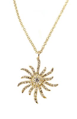 Modern Diamond Starburst Pendant and Fine Link Chain