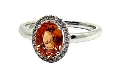 Modern Orange Sapphire and Diamond Engagement Ring