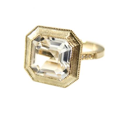 Modern Quartz and Diamond Ring