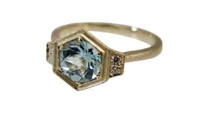 Modern Topaz and Diamond Ring