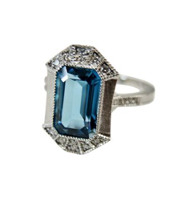 Modern Topaz and Diamond Ring