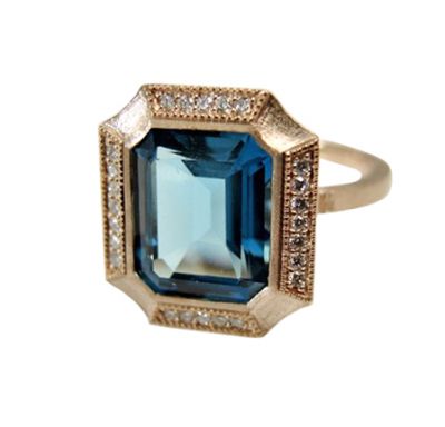 Modern Topaz and Diamond Ring