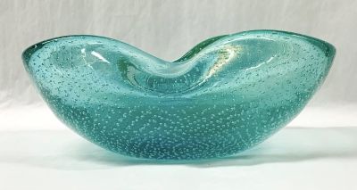 Murano Glass Bowl In Aqua Blue