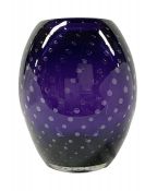 Murano Glass Controlled Bubble Vase In Purple