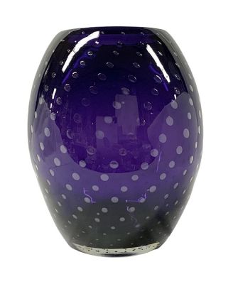 Murano Glass Controlled Bubble Vase In Purple