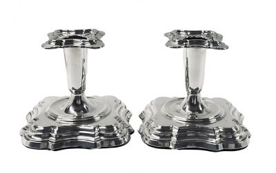 Norwegian Silver Candlesticks, 830 Fine Silver, Mid 20th Century 