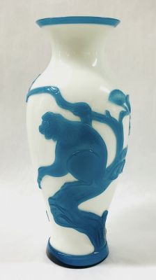 Peking Glass Vase With Monkey Motif